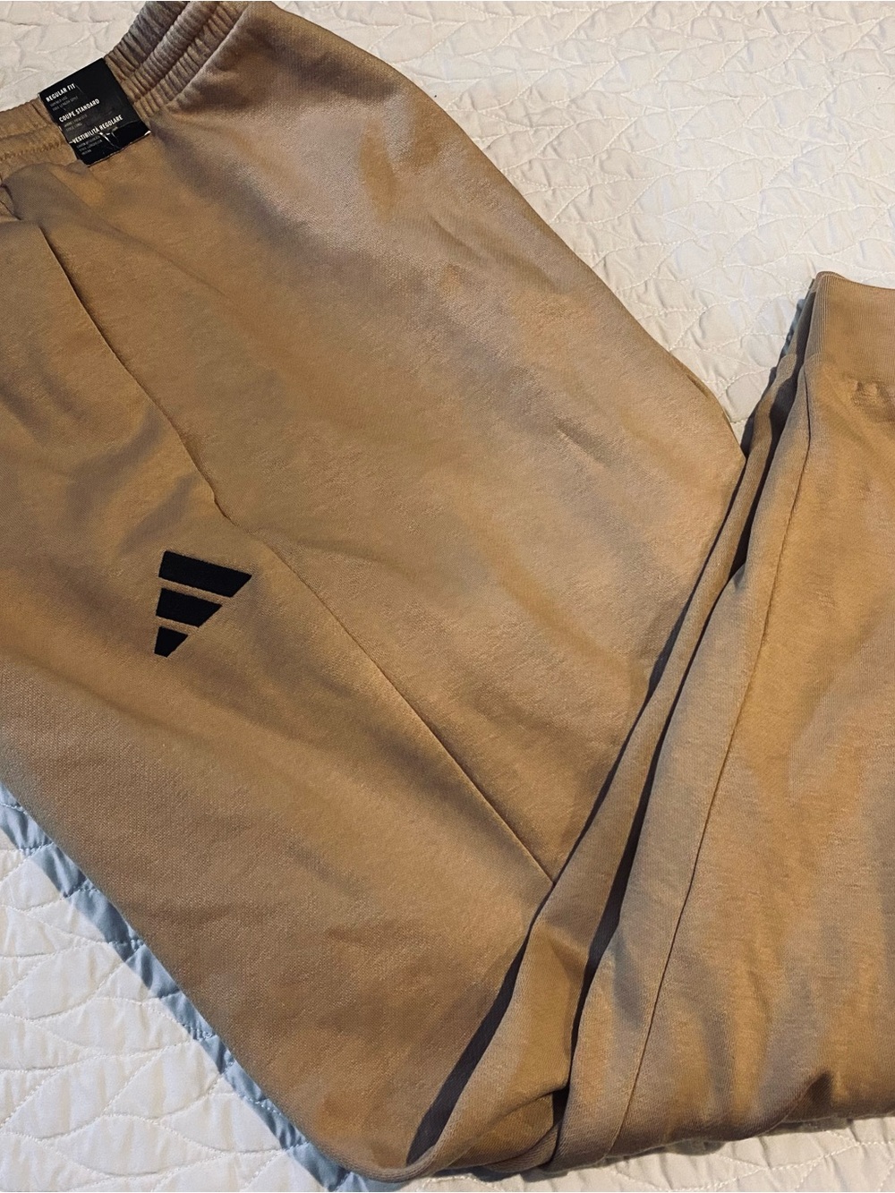 adidas Tan Jogger Sweatpants with Black Logo